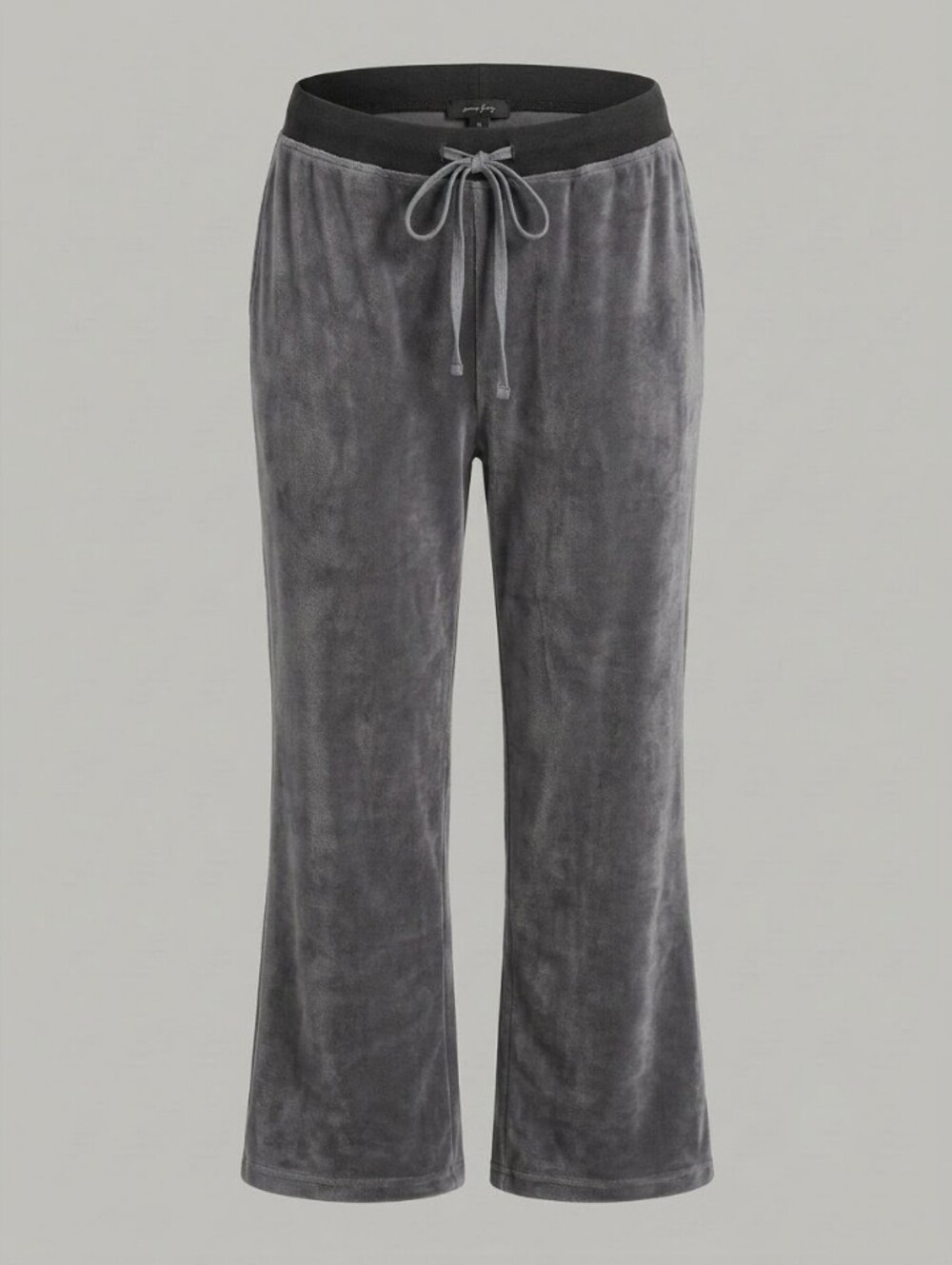 Vintage Cotton Ginny Velvet Drawstring Lounge Pants - Gray - Picture 2 of 6